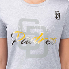San Diego Padres G-III 4Her by Carl Banks Women's Super-Slim Fit Lightweight Shadow Logo Graphic T-Shirt Heather Gray