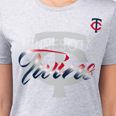 Minnesota Twins G-III 4Her by Carl Banks Women's Super-Slim Fit Lightweight Shadow Logo Graphic T-Shirt Heather Gray