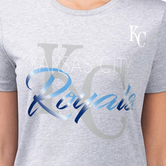 Kansas City Royals G-III 4Her by Carl Banks Women's Super-Slim Fit Lightweight Shadow Logo Graphic T-Shirt Heather Gray