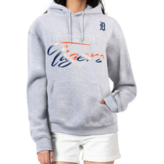 Detroit Tigers G-III 4Her by Carl Banks Women's Shadow Logo Graphic Pullover Hoodie Heather Gray