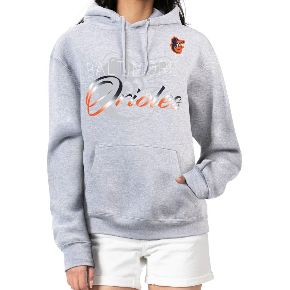 Baltimore Orioles G-III 4Her by Carl Banks Women's Shadow Logo Graphic Pullover Hoodie Heather Gray