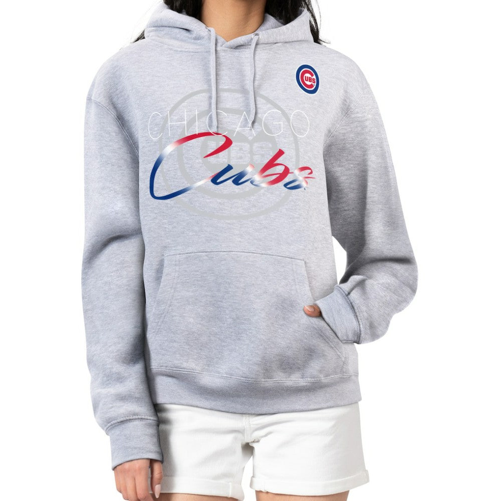 Chicago Cubs G-III 4Her by Carl Banks Women's Shadow Logo Graphic Pullover Hoodie Heather Gray