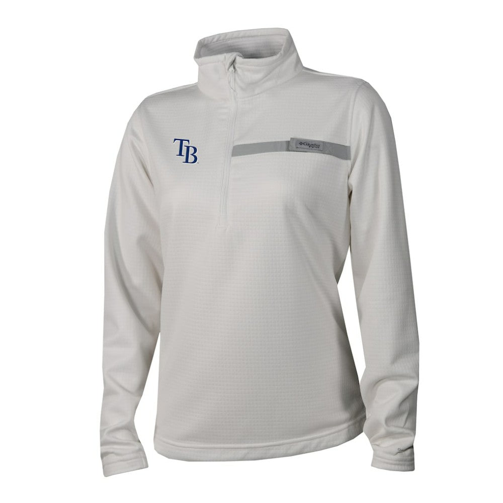 Tampa Bay Rays Women's Skiff Guide Fleece Half-Zip Pullover Jacket White | Columbia