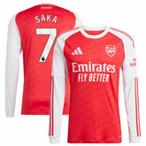Bukayo Saka Arsenal 2025/26 Home Replica Long Sleeve Player Jersey Red - Adidas