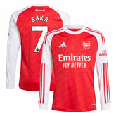 Bukayo Saka Arsenal Youth 2025/26 Home Replica Long Sleeve Player Jersey Red - Adidas