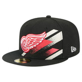 Detroit Red Wings New Era Faded Lines 59FIFTY Fitted Hat Black