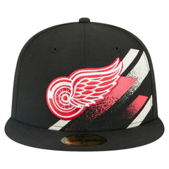 Detroit Red Wings New Era Faded Lines 59FIFTY Fitted Hat Black