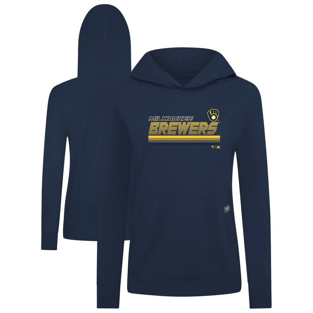 Milwaukee Brewers Levelwear Women's Relay Breaker Pullover Hoodie Navy