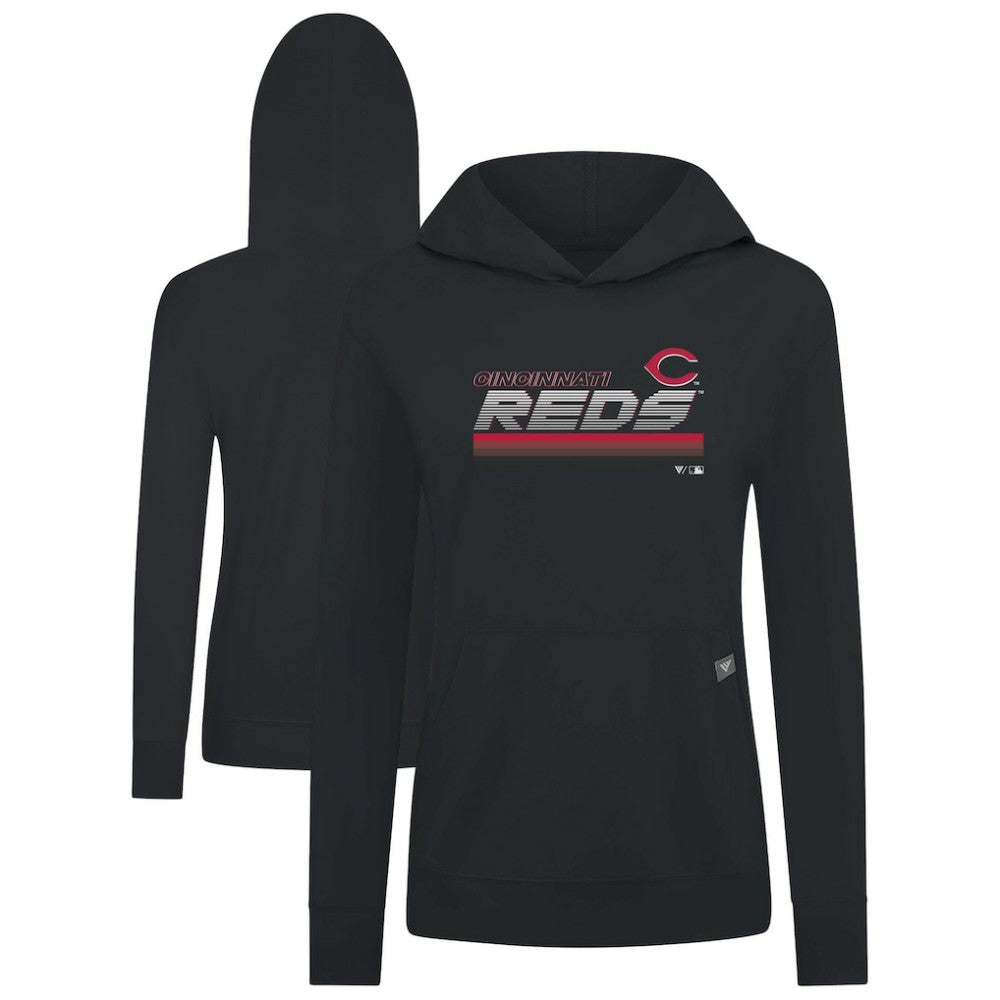 Cincinnati Reds Levelwear Women's Relay Breaker Pullover Hoodie Black