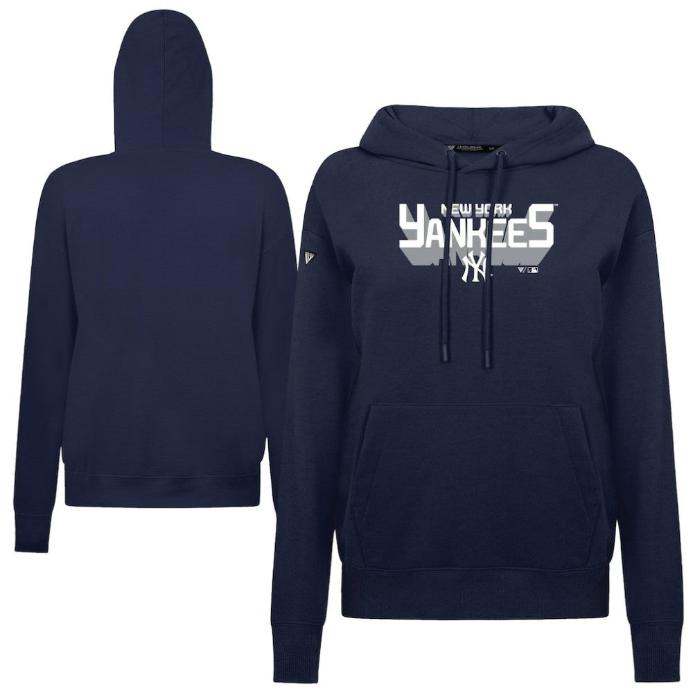 New York Yankees Levelwear Women's Adorn Retro 3D Pullover Hoodie Navy