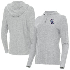 Colorado Rockies Antigua Women's Daybreak Quarter-Zip Hoodie Heather Gray