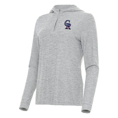 Colorado Rockies Antigua Women's Daybreak Quarter-Zip Hoodie Heather Gray
