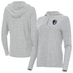 Milwaukee Brewers Antigua Women's Daybreak Quarter-Zip Hoodie Heather Gray