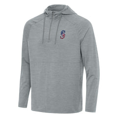 Seattle Mariners Antigua Spikes Stars and Stripes Team Logo Quarter-Zip Pullover Hoodie Heather Gray