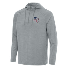 Kansas City Royals Antigua Spikes Stars and Stripes Team Logo Quarter-Zip Pullover Hoodie Heather Gray