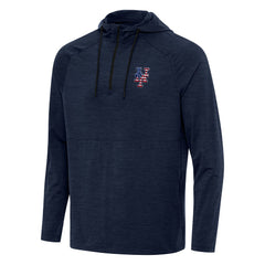 New York Mets Antigua Spikes Stars and Stripes Team Logo Quarter-Zip Pullover Hoodie Heather Navy