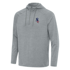 Chicago White Sox Antigua Spikes Stars and Stripes Team Logo Quarter-Zip Pullover Hoodie Heather Gray