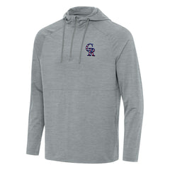 Colorado Rockies Antigua Spikes Stars and Stripes Team Logo Quarter-Zip Pullover Hoodie Heather Gray
