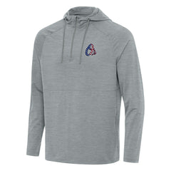Baltimore Orioles Antigua Spikes Stars and Stripes Team Logo Quarter-Zip Pullover Hoodie Heather Gray