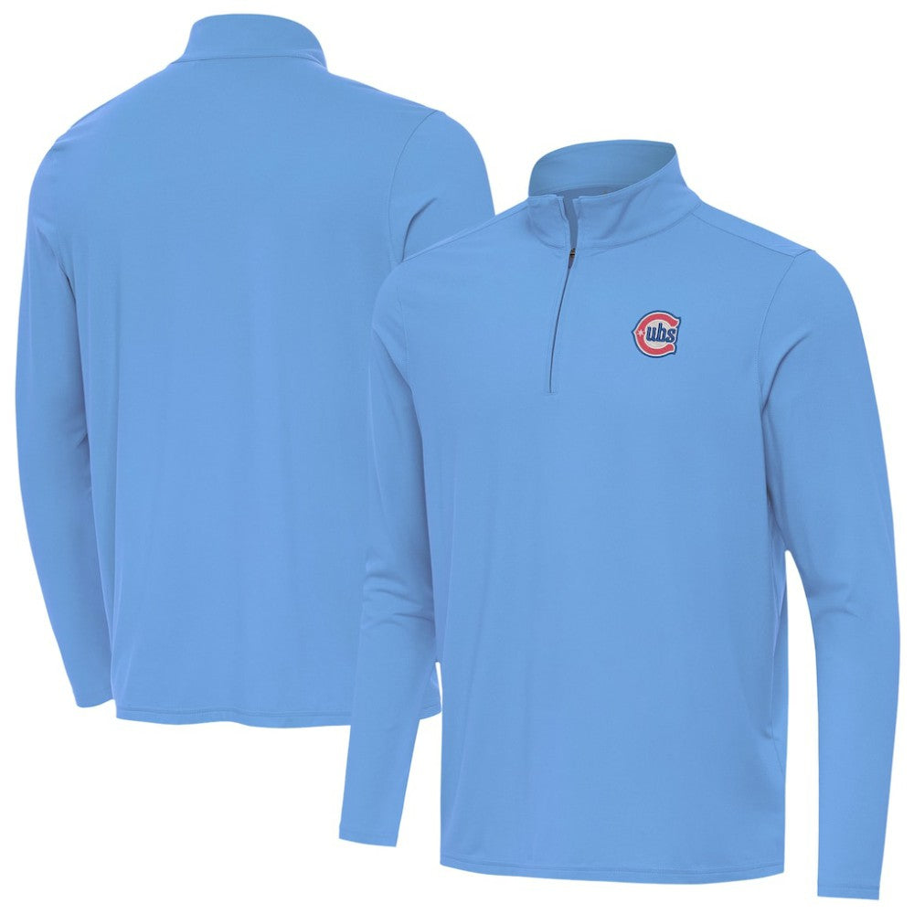 Chicago Cubs Antigua Alternate Logo Intent Quarter-Zip Pullover Powder Blue