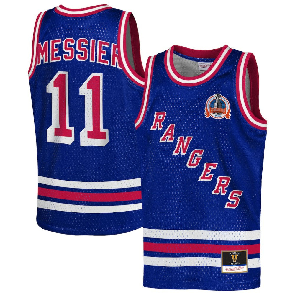 Mark Messier New York Rangers Mitchell & Ness Youth Maxxed Out Fashion Basketball Jersey Blue
