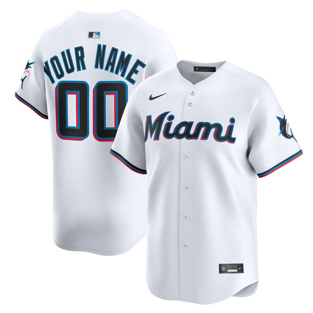 Miami Marlins Youth Home Custom Limited Jersey - White
