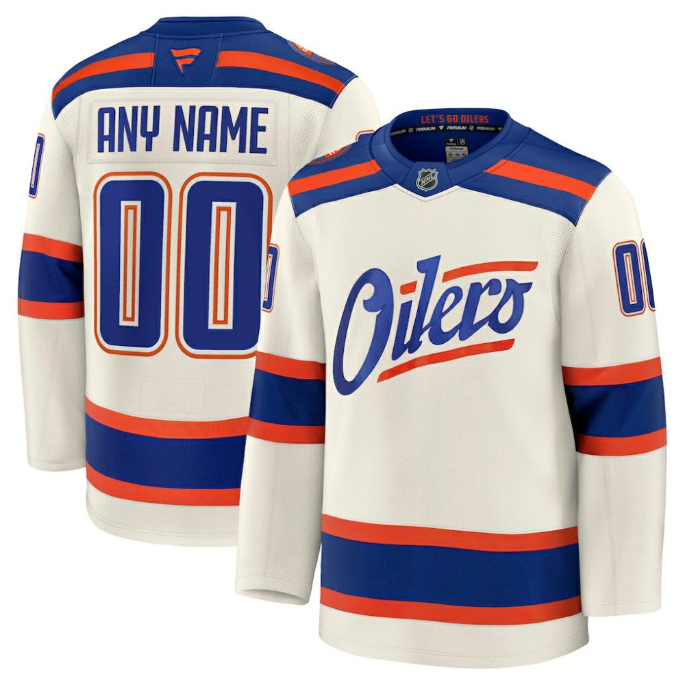 Edmonton Oilers Fanatics Alternate Premium Custom Jersey Light Beige