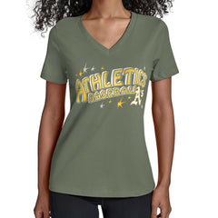 Athletics Starter Women's Fireworks Team Name V-Neck T-Shirt Green