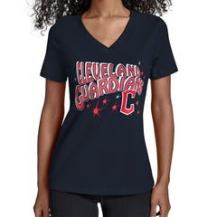 Cleveland Guardians Starter Women's Fireworks V-Neck T-Shirt Navy
