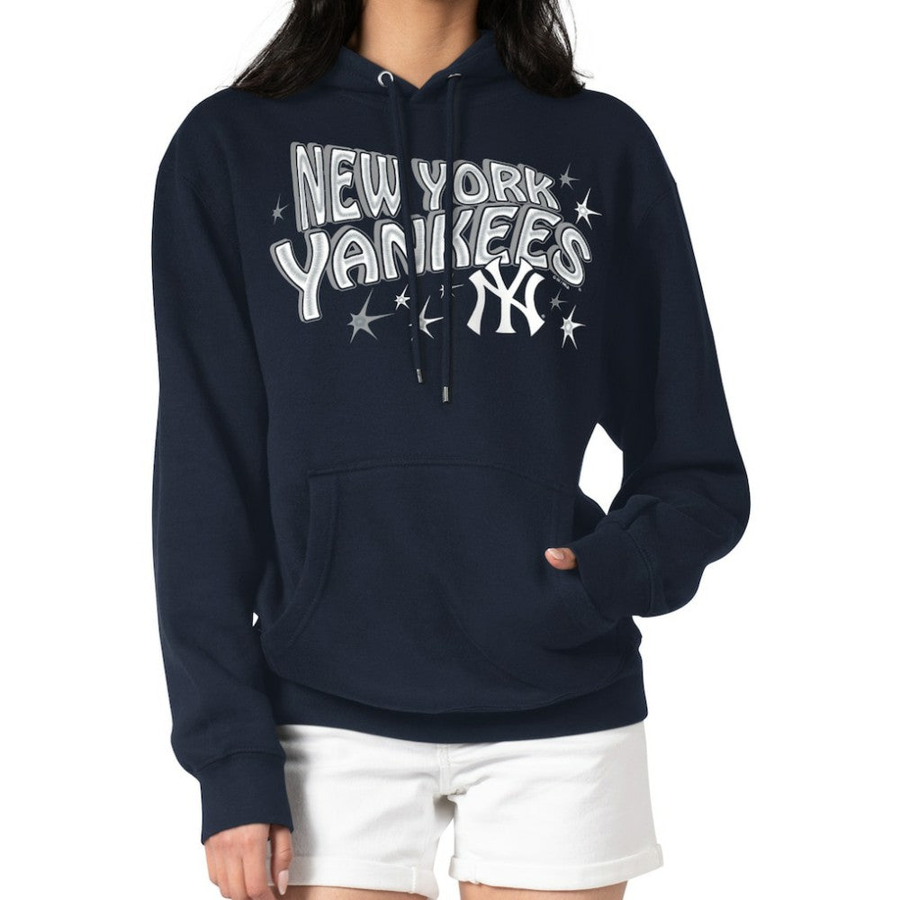 New York Yankees Starter Women's Fireworks Fleece Tri-Blend Pullover Hoodie Navy