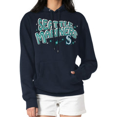 Seattle Mariners Starter Women's Fireworks Fleece Tri-Blend Pullover Hoodie Navy