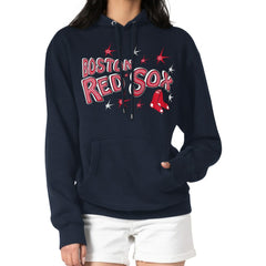 Boston Red Sox Starter Women's Fireworks Fleece Tri-Blend Pullover Hoodie Navy