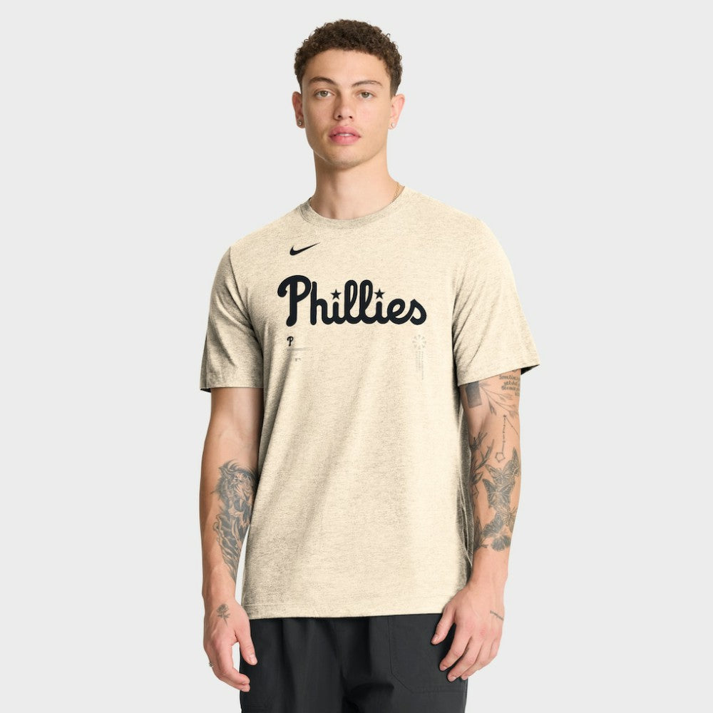Philadelphia Phillies Wordmark Tri-Blend T-Shirt Natural | Nike