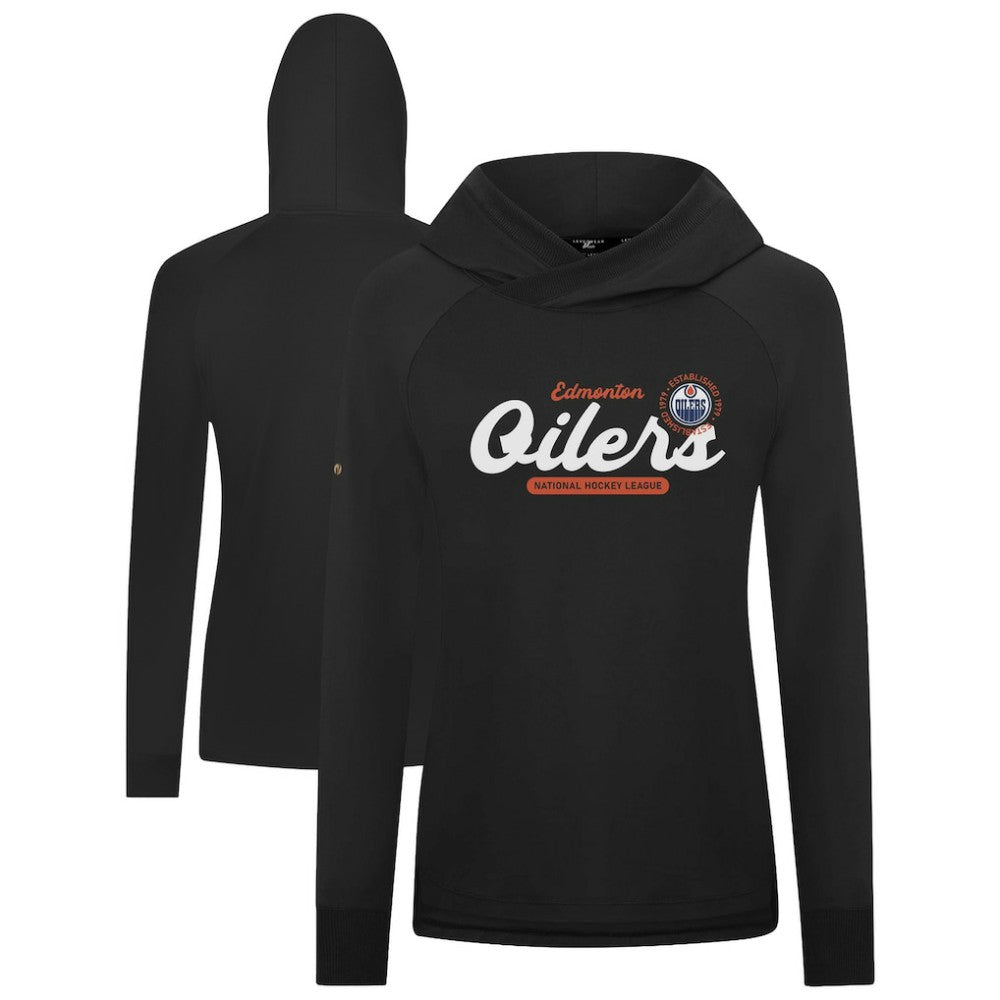 Edmonton Oilers Levelwear Women's Slender Monument Raglan Pullover Hoodie Black