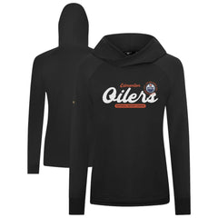 Edmonton Oilers Levelwear Women's Slender Monument Raglan Pullover Hoodie Black