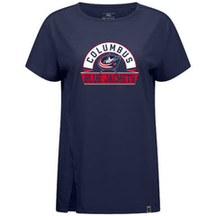 Columbus Blue Jackets Levelwear Women's Influx Banner Arch T-Shirt Navy