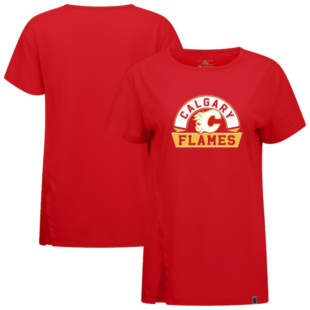 Calgary Flames Levelwear Women's Influx Banner Arch T-Shirt Red