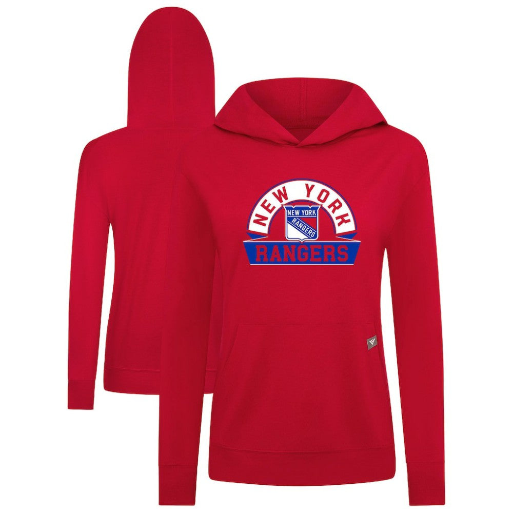 New York Rangers Levelwear Women's Relay Banner Arch Pullover Hoodie Red