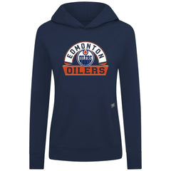 Edmonton Oilers Levelwear Women's Relay Banner Arch Pullover Hoodie Navy