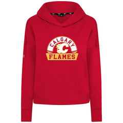 Calgary Flames Levelwear Women's Sweet Banner Arch Tri-Blend Cropped Pullover Hoodie Red