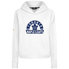 Toronto Maple Leafs Levelwear Women's Sweet Banner Arch Tri-Blend Cropped Pullover Hoodie White