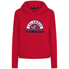 Columbus Blue Jackets Levelwear Women's Sweet Banner Arch Tri-Blend Cropped Pullover Hoodie Red