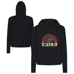 Minnesota Wild Levelwear Women's Sweet Banner Arch Tri-Blend Cropped Pullover Hoodie Black