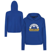 Buffalo Sabres Levelwear Women's Sweet Banner Arch Tri-Blend Cropped Pullover Hoodie Royal
