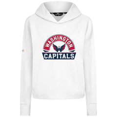 Washington Capitals Levelwear Women's Sweet Banner Arch Tri-Blend Cropped Pullover Hoodie White