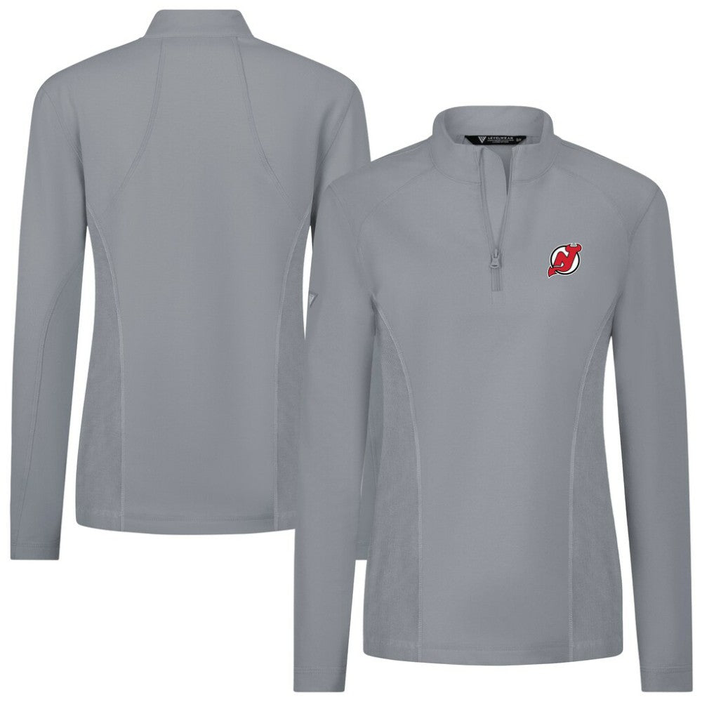 New Jersey Devils Levelwear Women's Upright Quarter-Zip Pullover Gray