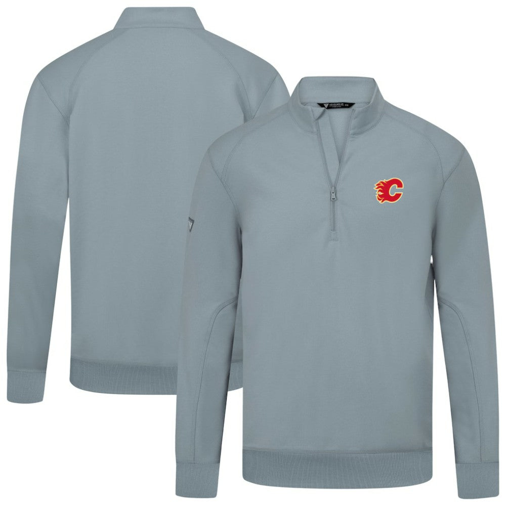 Calgary Flames Levelwear Upright Tri-Blend Quarter-Zip Pullover Gray