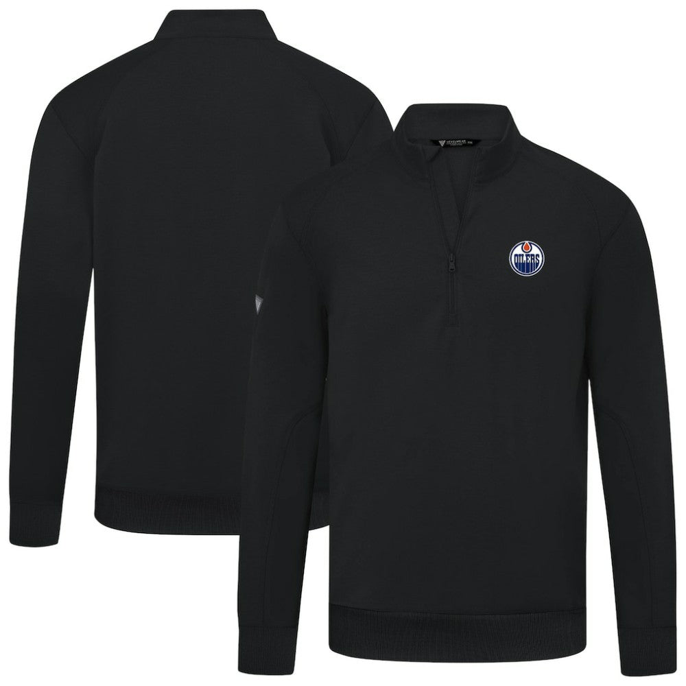 Edmonton Oilers Levelwear Upright Tri-Blend Quarter-Zip Pullover Black