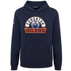 Edmonton Oilers Levelwear Youth Podium Banner Arch Pullover Hoodie Navy