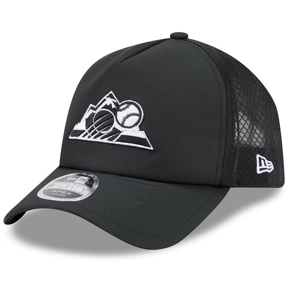 Colorado Rockies 2026 Batting Practice Alternate Apex 9FORTY Adjustable Hat Black | New Era